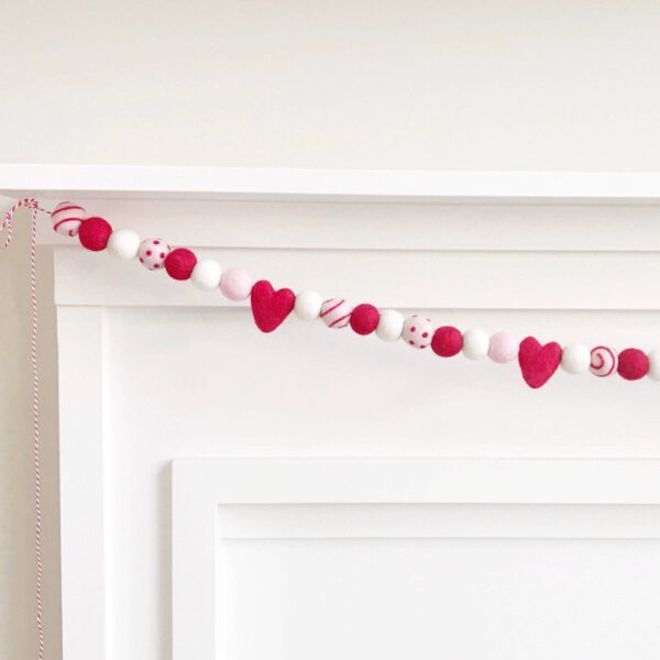 Blushing Hearts Felt Ball Banner