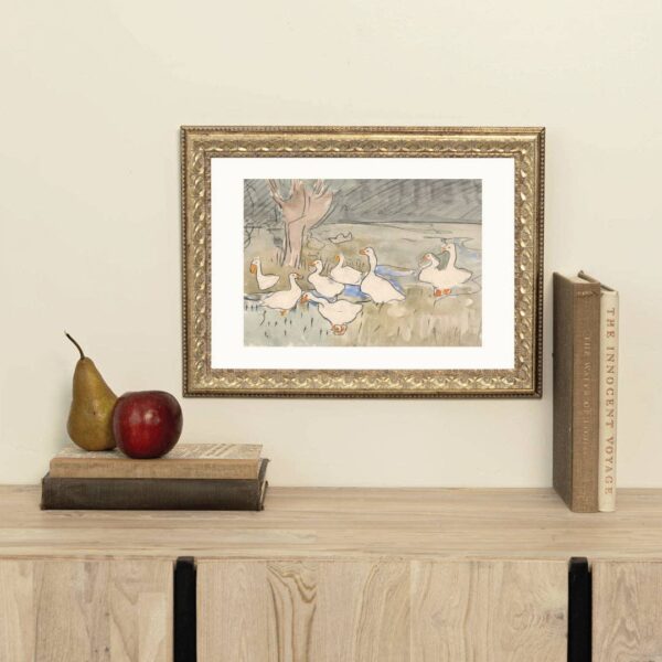 Spring Geese Framed Antique Art: 10X8 - Image 3