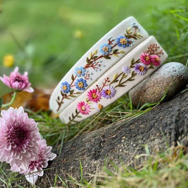 Summer Floral Embroidered Headband, Ariella Collection: 4. - Image 3