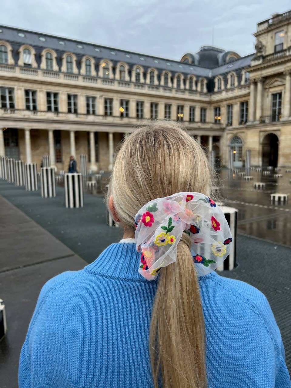 Midsummer Embroidered Flowers Scrunchie