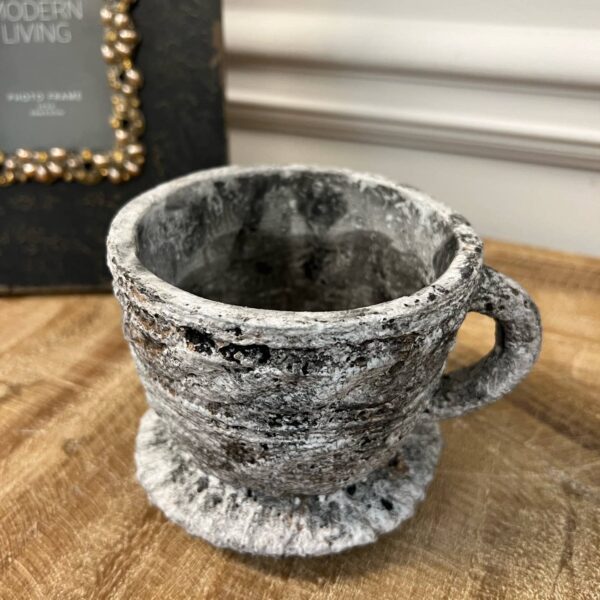 Cement Rustic Tea Cup Planter - Image 4