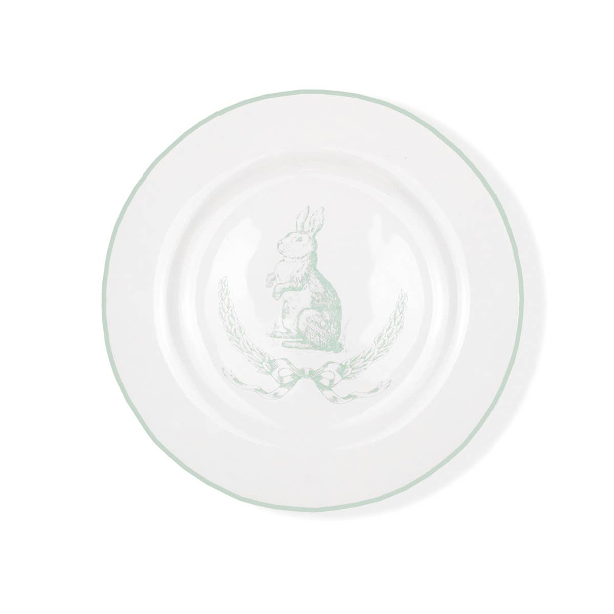 Laurel Wreath Bunny Plate   White/Light Blue   8"