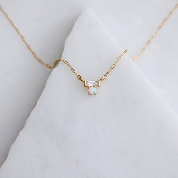 Mini CZ Opal Necklace - Gold Filled : 16 inches - Image 7
