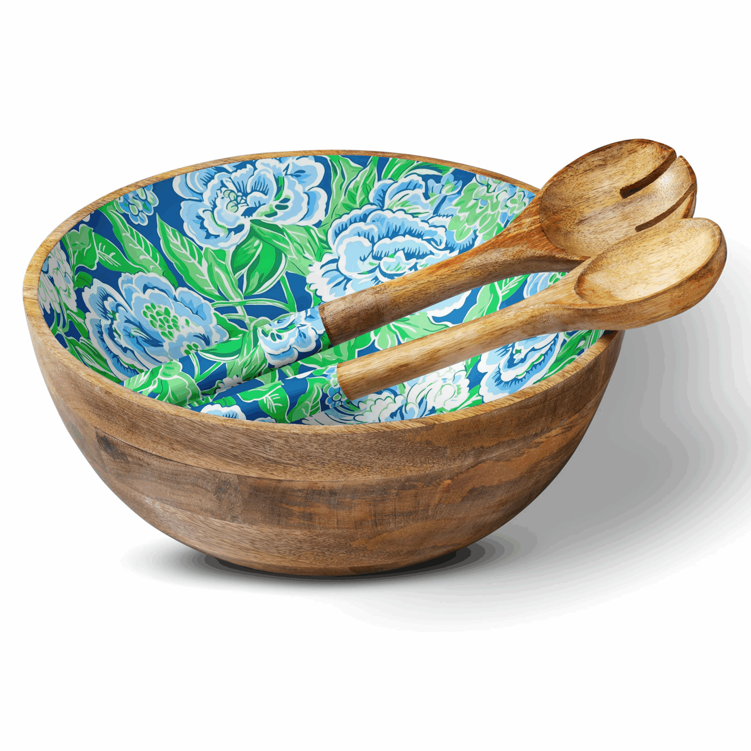 Blue and Green Floral 12" Decorative Bowl Item