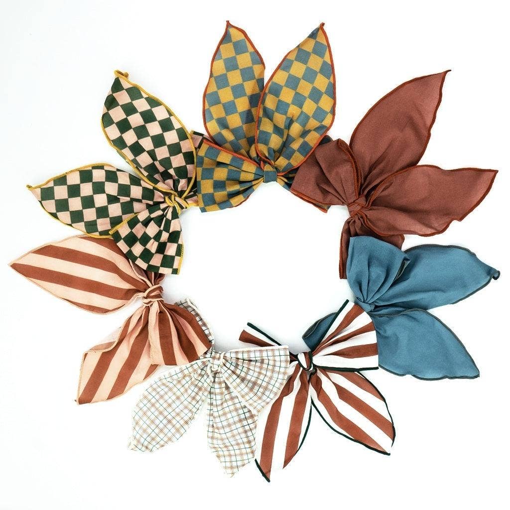 Fable Bow-Mid Size - Checks  Sunset  + Orchard