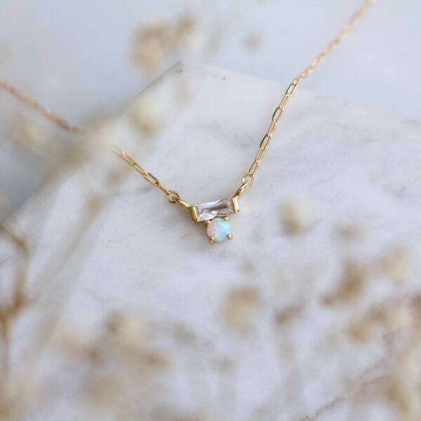 Mini CZ Opal Necklace - Gold Filled : 16 inches - Image 9