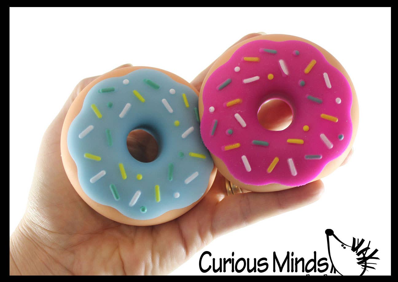 1 Cute Donut Doughnut Soft Doh Filled Stretch Ball with Remo