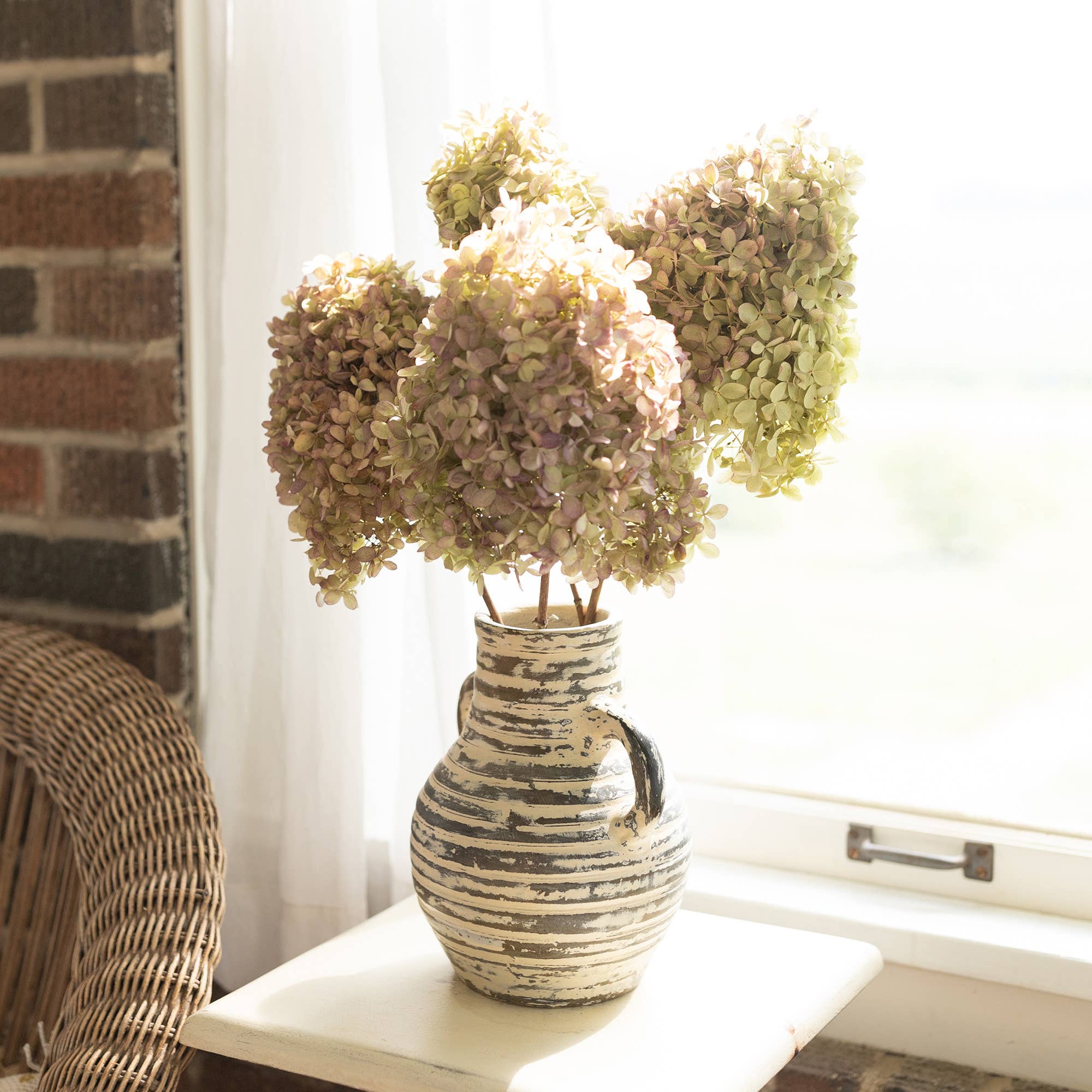 Gideon Ribbed with Handles Vase Cream Terracotta