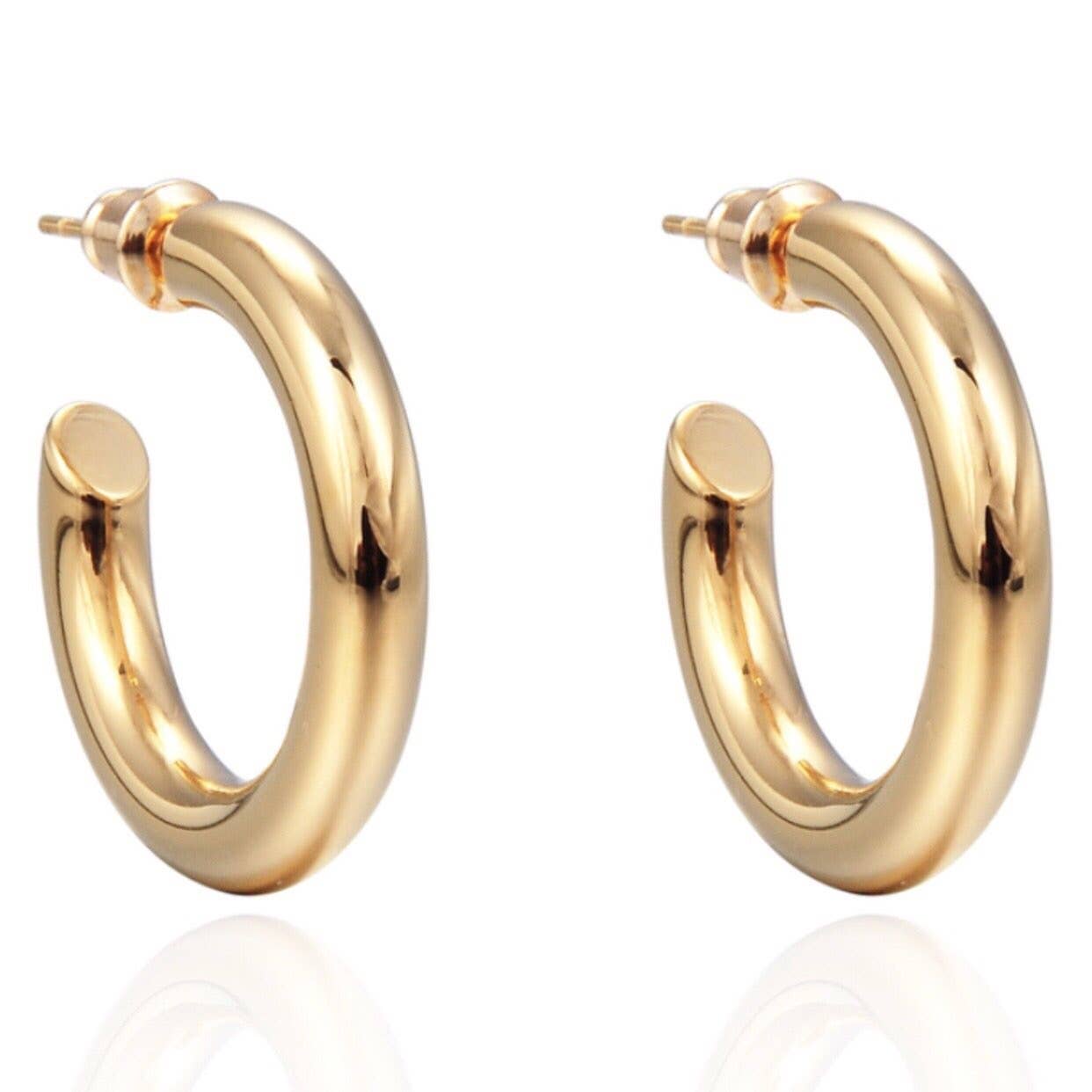 Sahira Jewelry Design - Anya 18K Gold Plated Hypoallergenic Hoop Earrings