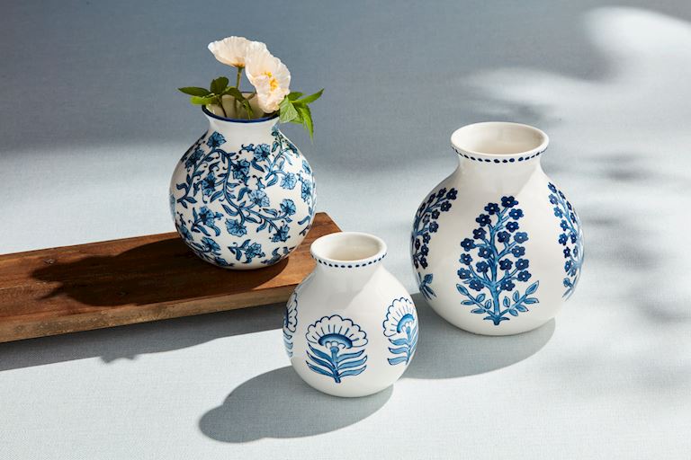 Bloom Block Print Flower Vase