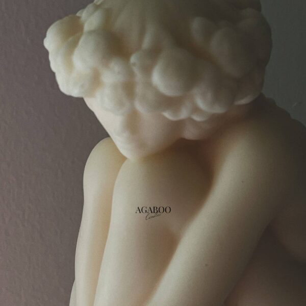 Large Sitting Lady Statue Candle 7.5x4in - Sculptural: Peach, Magnolia and Peony - Image 8