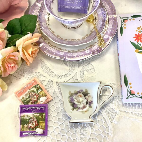 Tea bag Holder. White Rose Hydrangea Teacup - Image 4