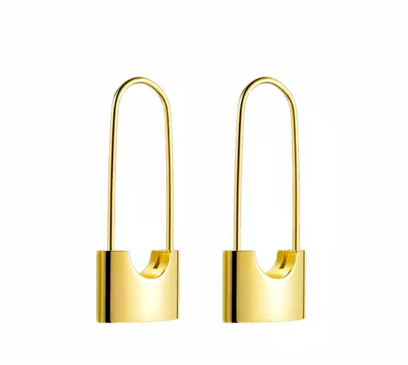 Codie Lock Earrings: Gold, 2"