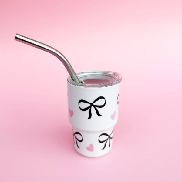Tiny Tumblers/ White/Black bows