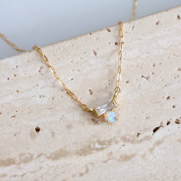 Mini CZ Opal Necklace - Gold Filled : 16 inches - Image 6