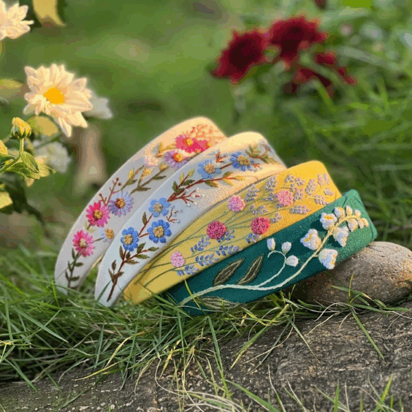 Summer Floral Embroidered Headband, Ariella Collection: 4. - Image 2