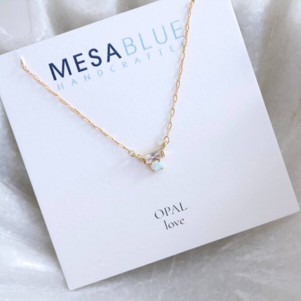 Mini CZ Opal Necklace - Gold Filled : 16 inches - Image 4