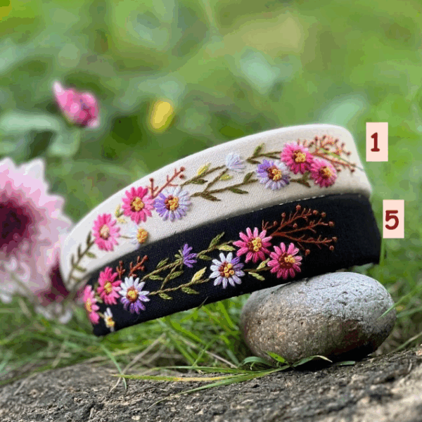 Summer Floral Embroidered Headband, Ariella Collection: 4. - Image 5