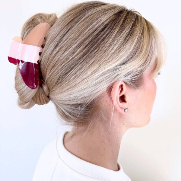 Minimalist Stripe Acetate Claw Clip | Eco-Friendly: Red - Image 6