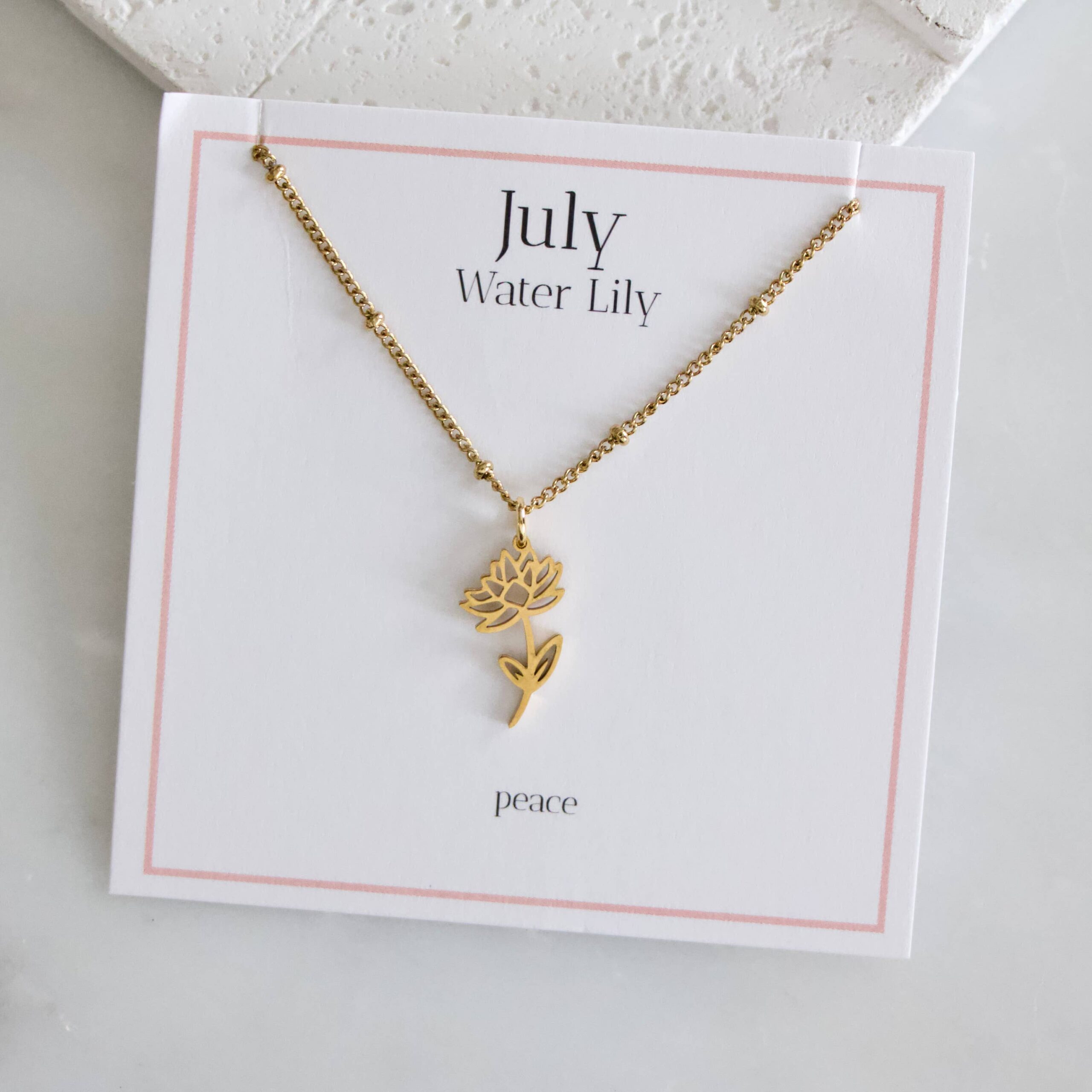 Birth Flower Necklaces - Waterproof: July - Water Lily