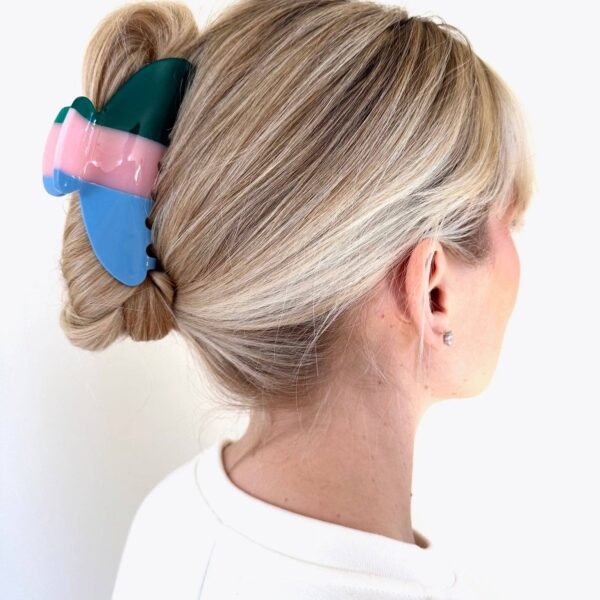 Minimalist Stripe Acetate Claw Clip | Eco-Friendly: Red - Image 7