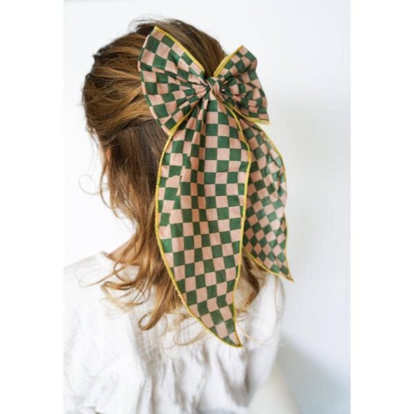 Fable Bow-Large Size - Checks  Sunset  + Orchard - Image 3