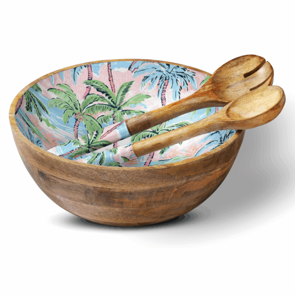 Pink Palm 12" Decorative Bowl Item