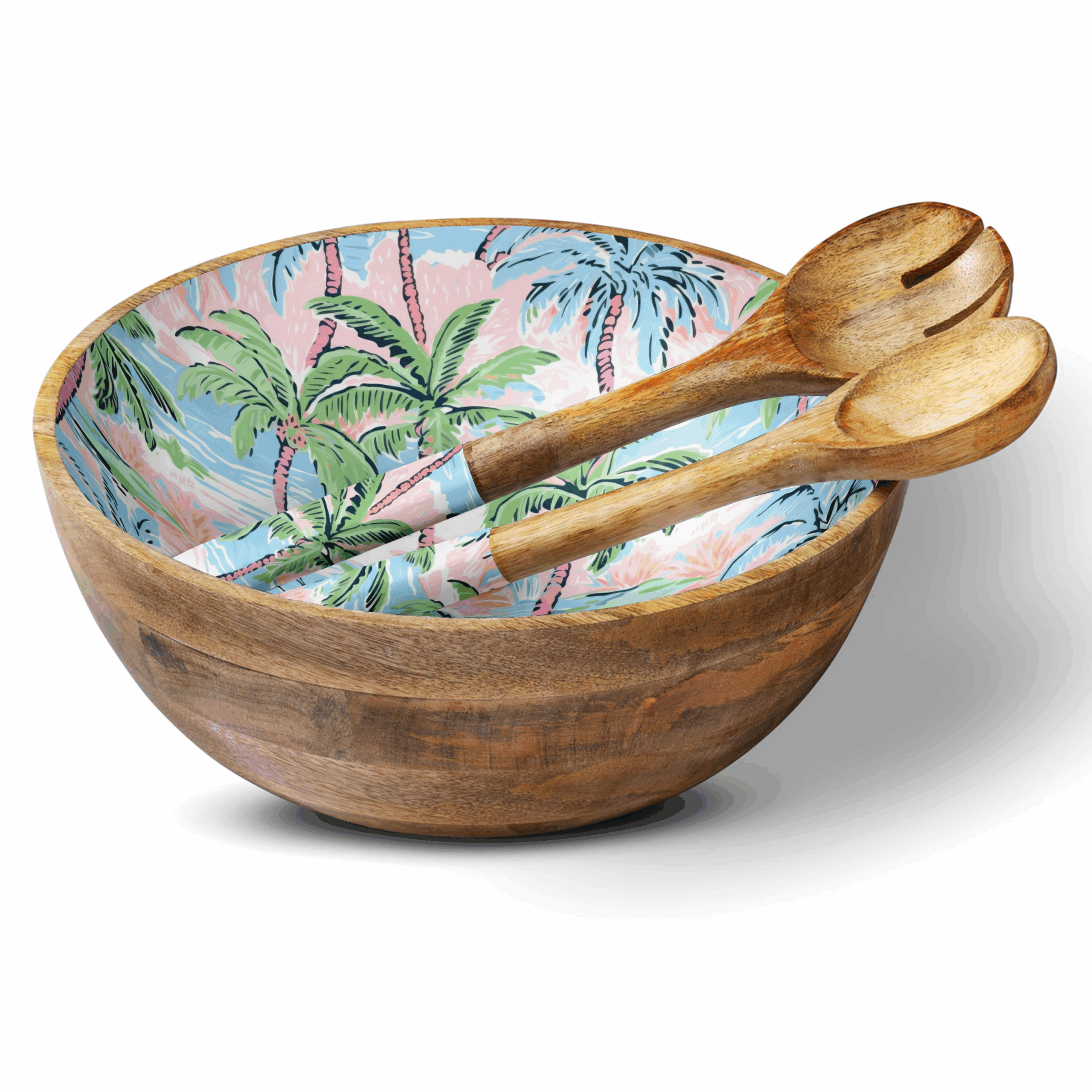 Pink Palm 12" Decorative Bowl Item