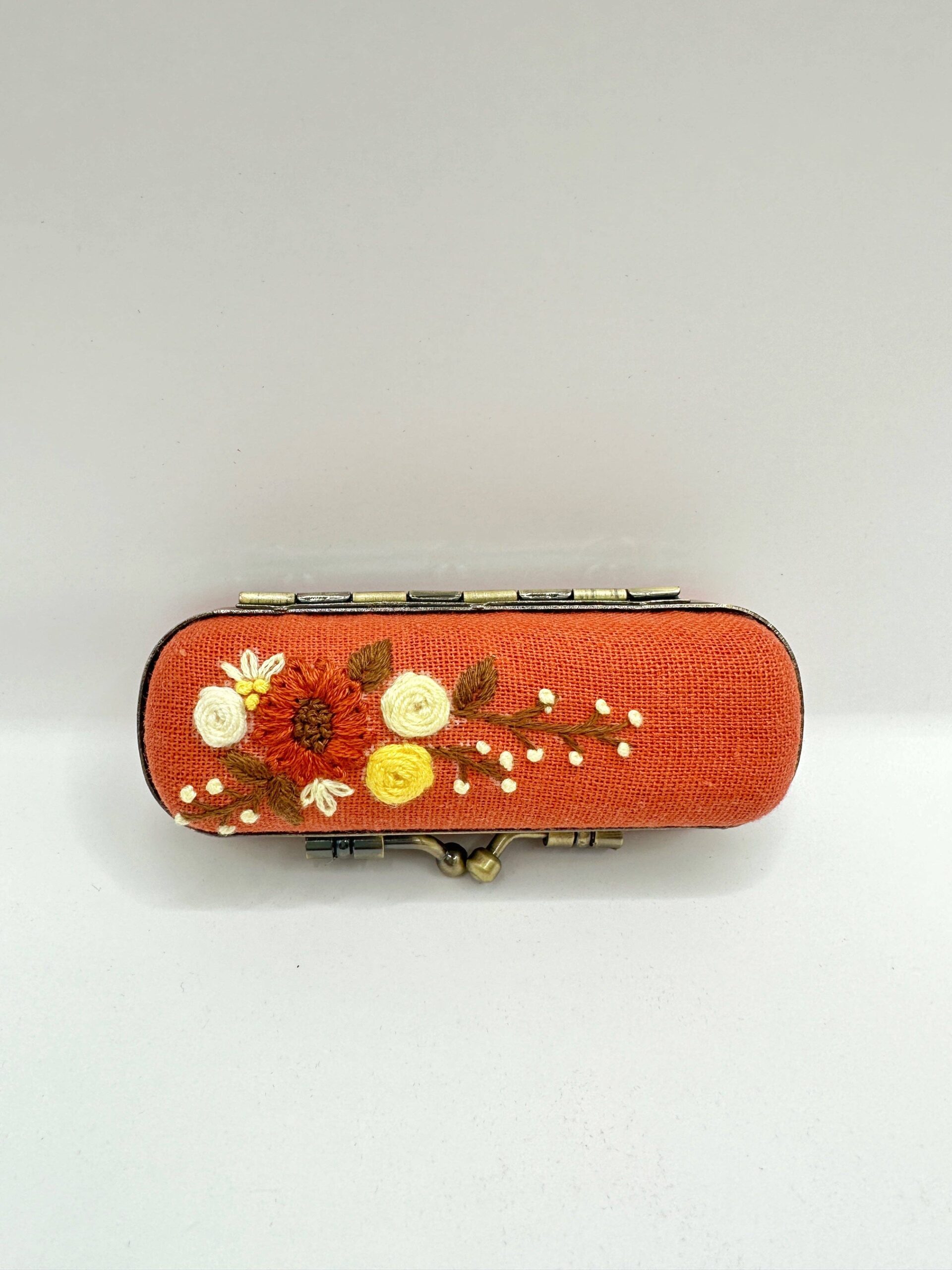 Embroidered Lipstick Case, Collection Cecilia (NO MIRROR): Orange