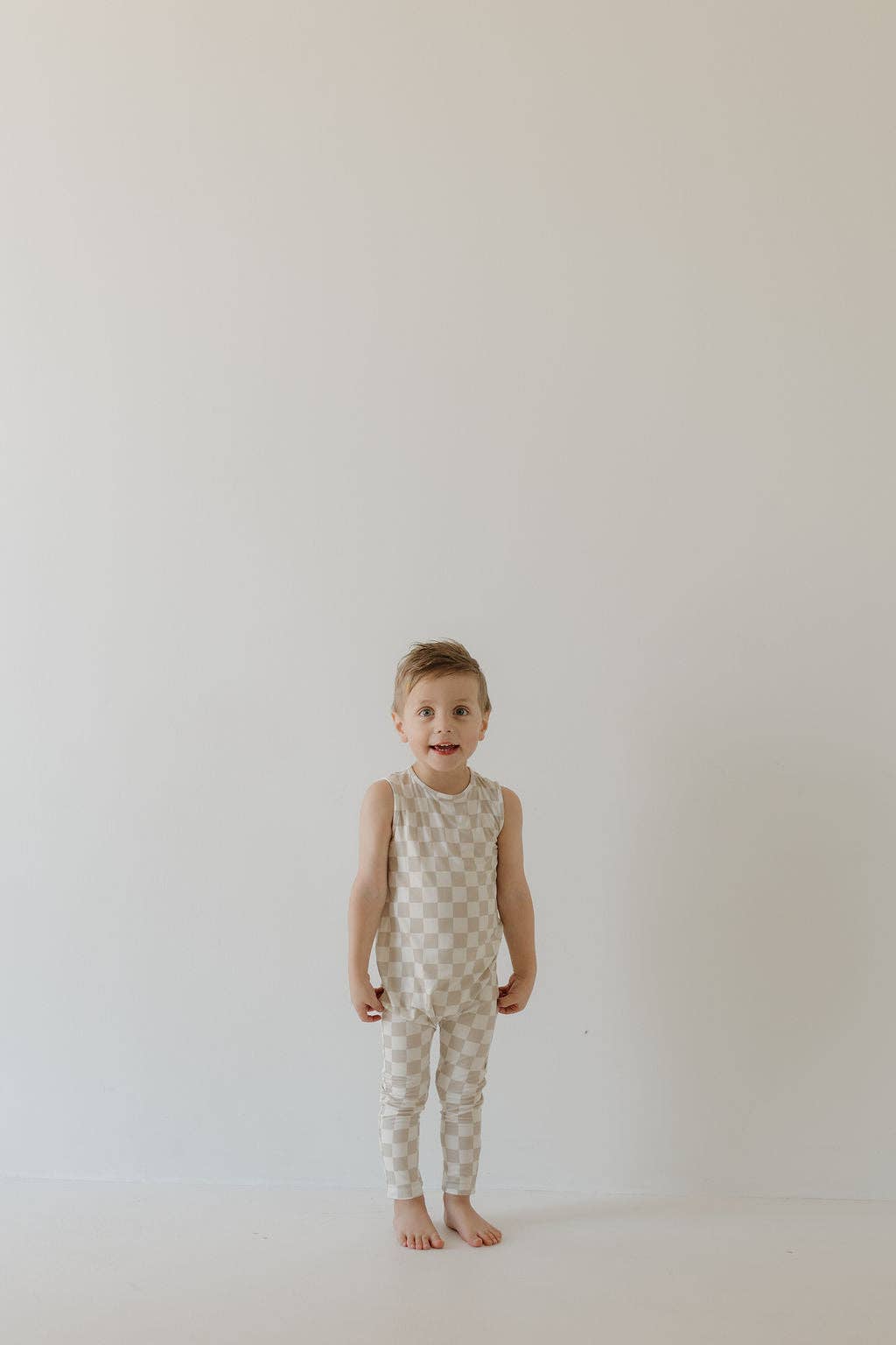 Harem Bamboo Romper | Checkerboard: 6-12 Months
