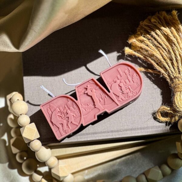 DAD Letter Candle 1.5x4.5in Cream, Sea Salt & Orchid - Image 6