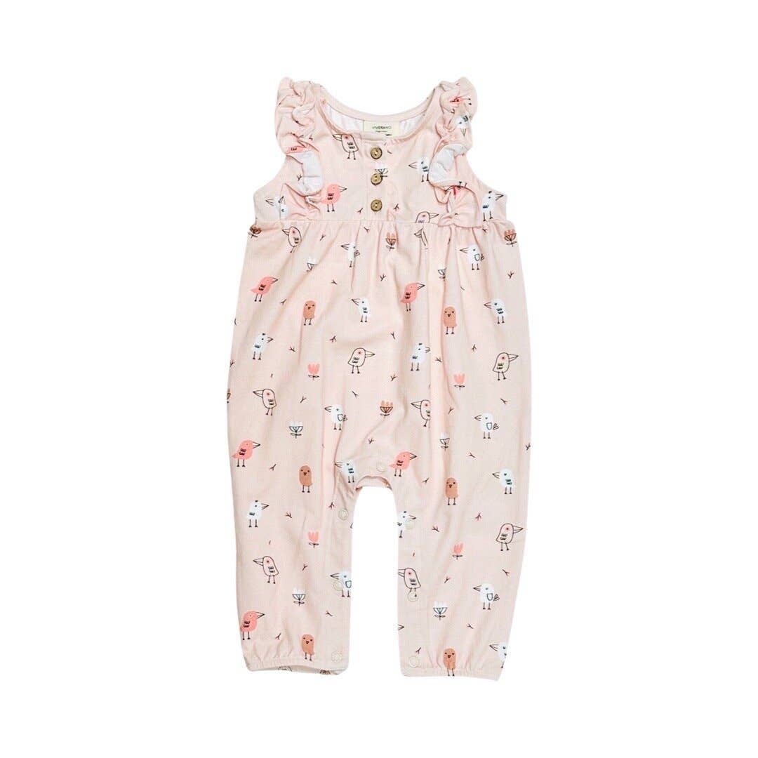Birds Ruffle & Button 6-12M