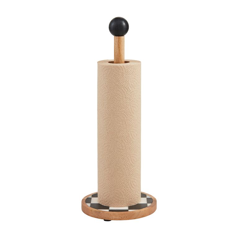 Black & White Check Paper Towel Holder