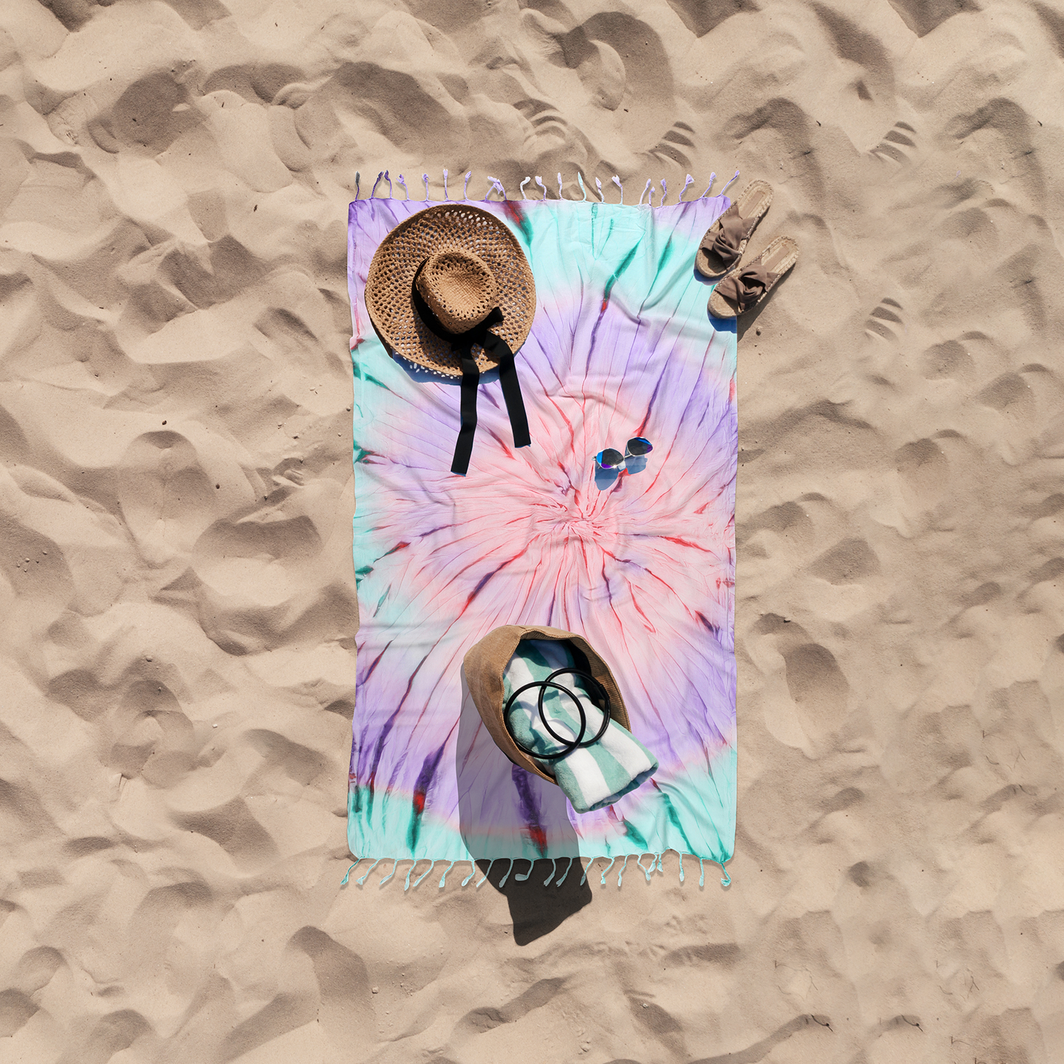 Tie Dye Pestemal Turkish Beach Towel Sand Repellent hand-dye
