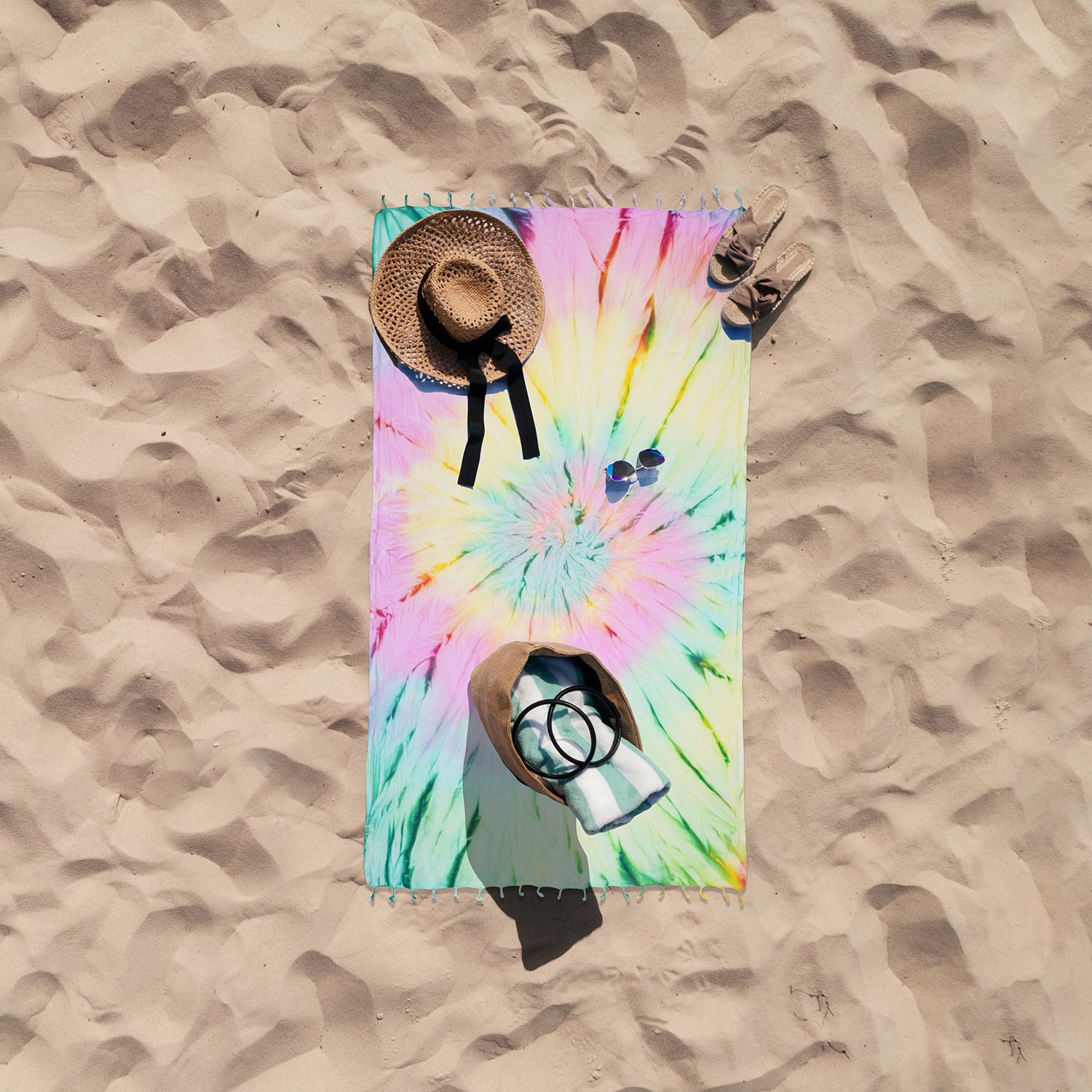 Tie Dye Pestemal Turkish Beach Towel Sand Repellent Soft