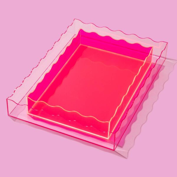 Wavy Acrylic Tray - Rectangle - Medium - Hot Pink - Image 2
