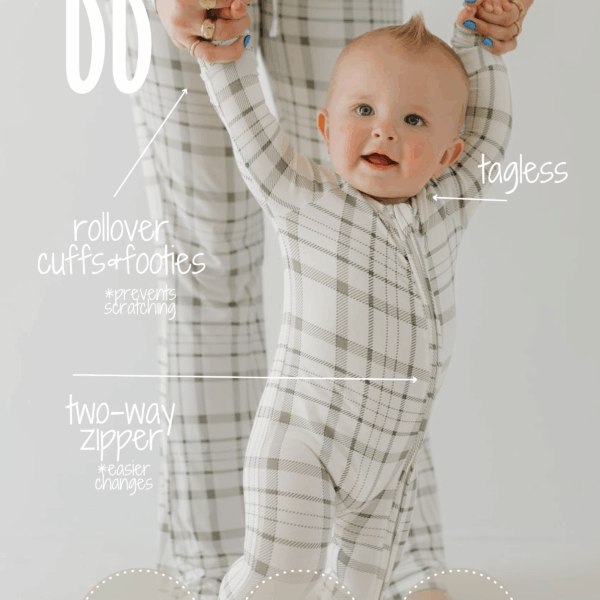 Bamboo Zip Pajamas | Picnic Plaid: 6-12 Months - Image 6