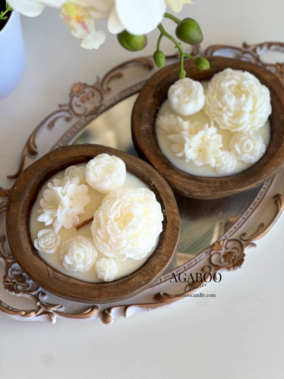 Small Wooden Dough Bowl Candle 2x6in Cashmere Musk