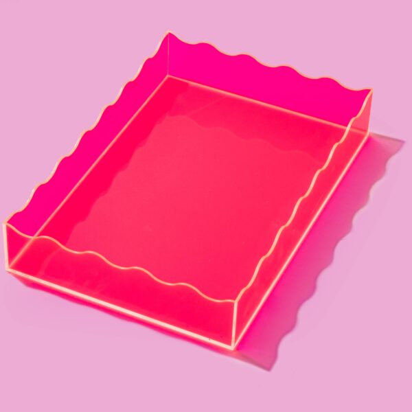 Wavy Acrylic Tray - Rectangle - Medium - Hot Pink