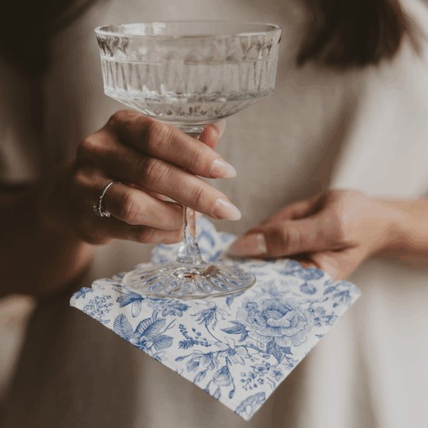 Blue Delft Foil Heart Cocktail Napkins - Image 4