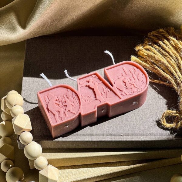 DAD Letter Candle 1.5x4.5in Cream, Sea Salt & Orchid - Image 5