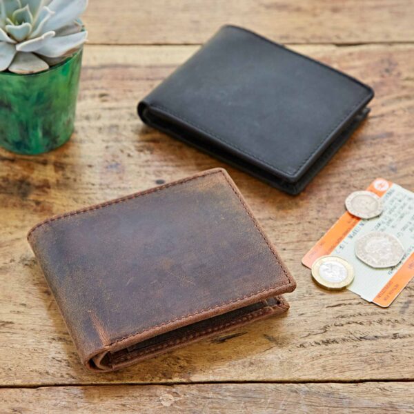 Handmade Buffalo Leather Wallet: Brown - Image 2