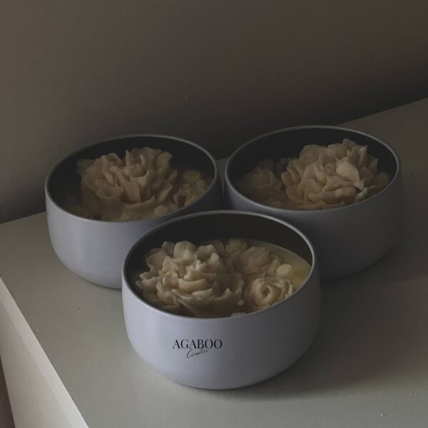 Floral Tin Candle 5oz Bamboo & Coconut, Gloss White - Image 5
