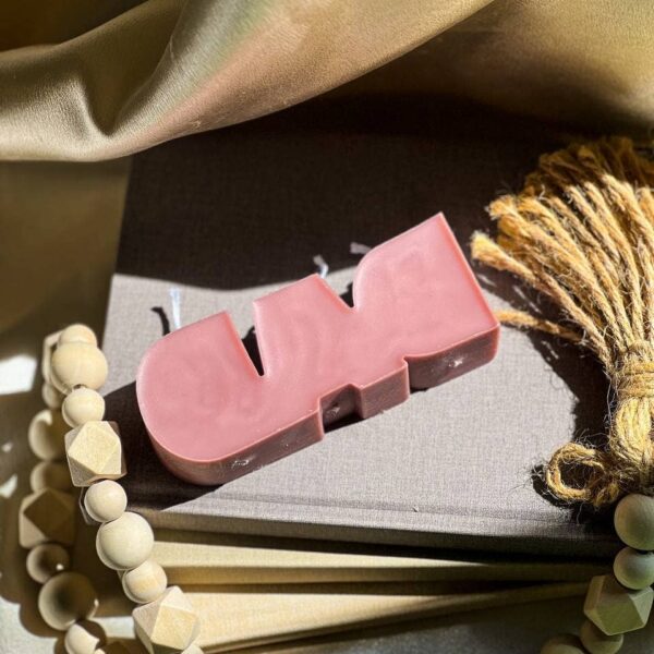 DAD Letter Candle 1.5x4.5in Cream, Sea Salt & Orchid - Image 2