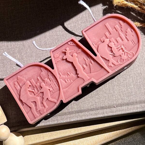 DAD Letter Candle 1.5x4.5in Cream, Sea Salt & Orchid
