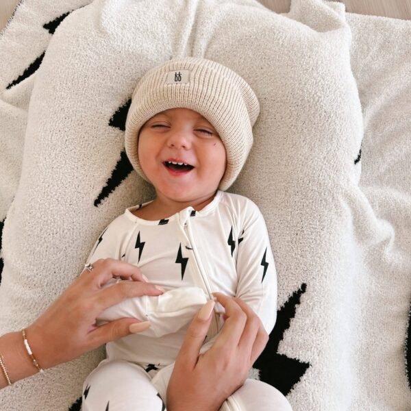 Bamboo Zip Pajamas | White & Black Lightning Bolt: 12-18 Months - Image 14