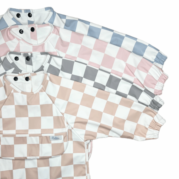 The Grayson Long Sleeve Bib - Checkered: Petal Pink - Image 2