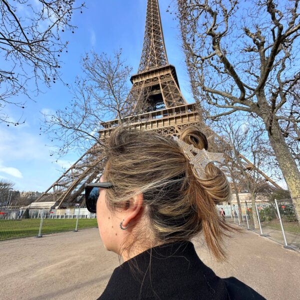Hand-painted Eiffel Tower Paris Claw Hair Clip: Cream - Image 3
