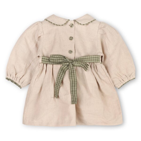 Floral Peter Pan Baby Dress & Fancy Bloomer (Linen Blend): Natural, 18-24M - Image 2