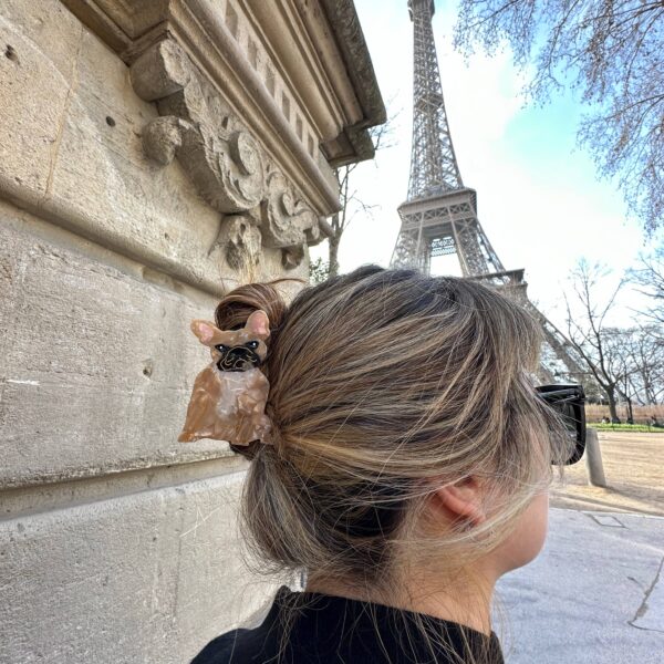 Hand-painted Frenchie Dog Breed Claw Hair Clip | Eco: Brown - Image 5